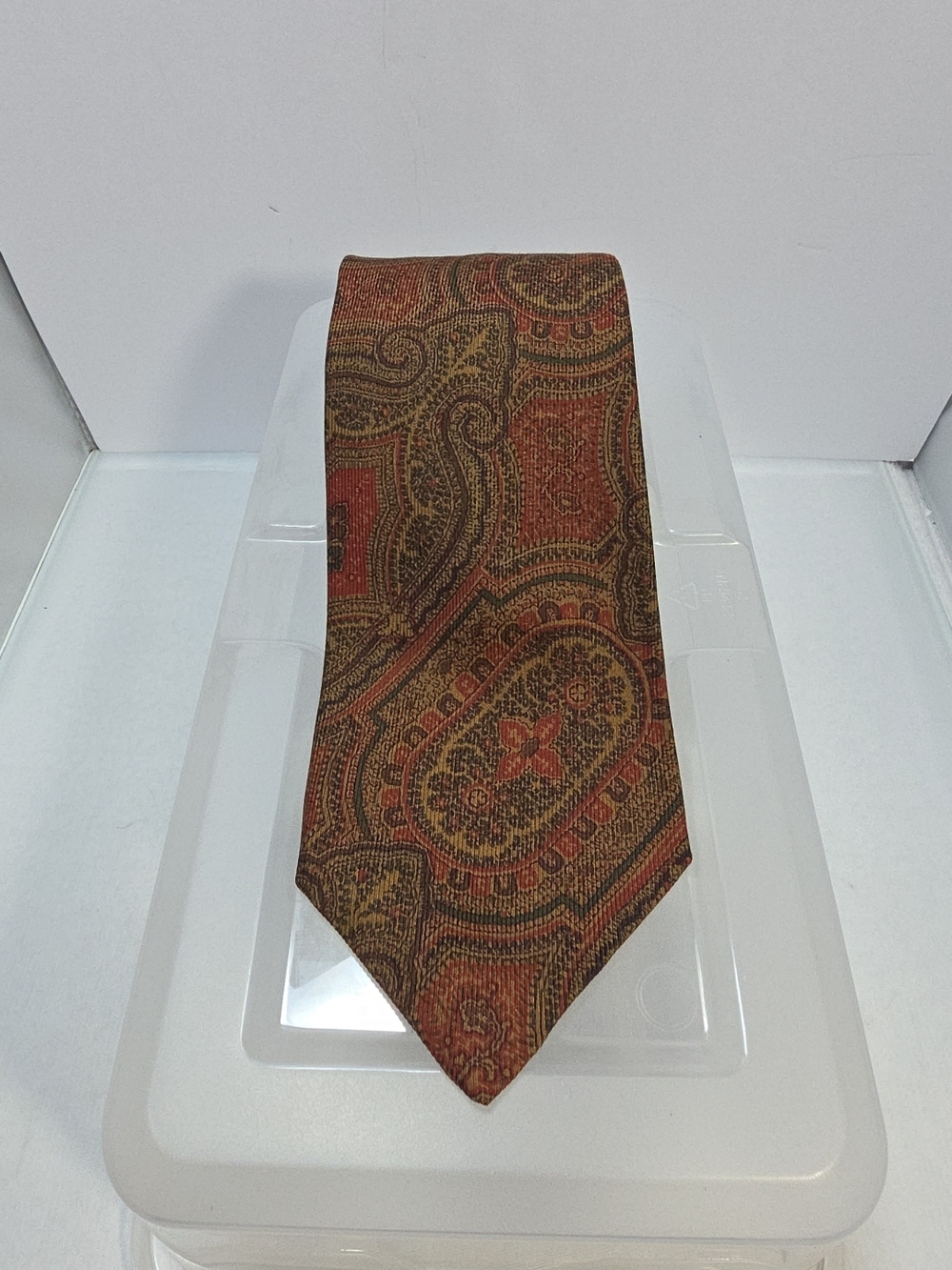 Brooks Brothers Makers Silk Tie 56" Brown Red Medallion USA